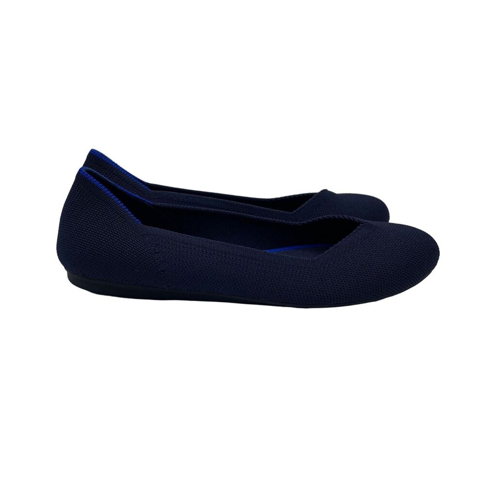 Rothy’s Round Toe Ballet Flats Shoes Slip On Navy Blue Womens Size 6.5